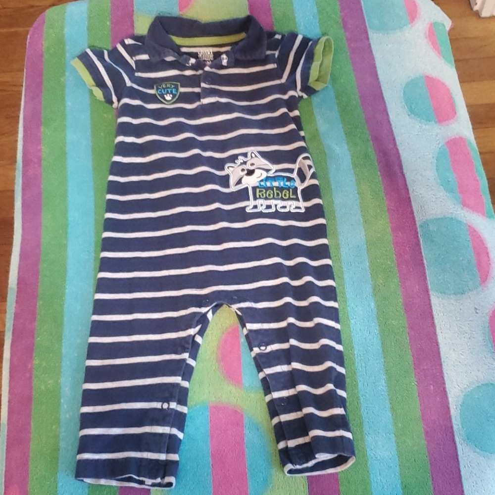 Toddlers one piece pants outfit with raccoon